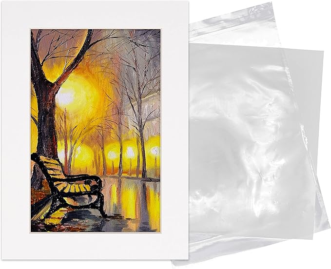 6x8 Mat for 8x10 Frame - Precut Mat Board Acid-Free Show Kit with Backing Board, and Clear Bags White 6x8 Photo Matte Made to Fit a 8x10 Picture Frame Matboard for Framing, Pack of 25 Mats