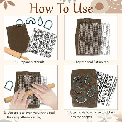 CHGCRAFT Wavy Lines Pattern Polymer Clay Texture Sheet Modern Gradient Art Lines Silicone Texture Mat for Polymer Clay Making Earrings Jewelry DIY Crafts 5.5 × 5.5 Inch