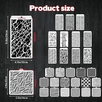 30 Pcs Abstract Layering Stencils for Painting, Reusable Mixed Media Stencils with Geometric Crackle Bubble Camo Splatter Tree Leaf Patterns, DIY Craft Templates for Walls Canvas Cards Airbrush Art
