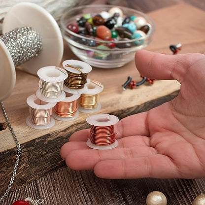 The Beadsmith Craft Wire Assortment - Tarnish-Resistant Copper Wire for Jewelry Making, 6-Pack, 0.75-Inch Mini Spools, 2 Yd Each, 18-Gauge, Assorted Colors, Medium Temper