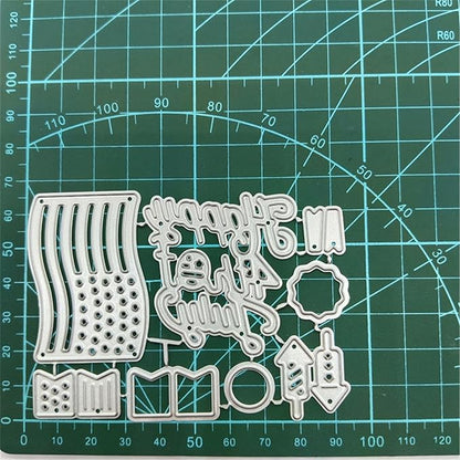 Cutting Dies Metal Stencils Scrapbooking Tools DIY Embossing Template for Paper Card Making Album Arts Crafts Supplies (Happy Independence Day-9.5x7.6cm)