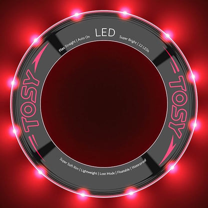 TOSY Flying Ring - 16 Million Color RGB or 12 LEDs, Super Bright, Lost Mode, Auto Light Up, Camping Essentials for Kids/Teens/Boy/Girl, Safe & Soft, Waterproof, Pool/Beach Games, Lightweight Toy