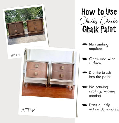 Chalky Chicks All-in-One Chalk Paint for Furniture or Cabinet - 32 Fl Oz - Matte Finish Gingers Blush Pink for Metal, Wood Furniture Paint - No Sanding All-in-One for Home Decor & Crafts, USA Made