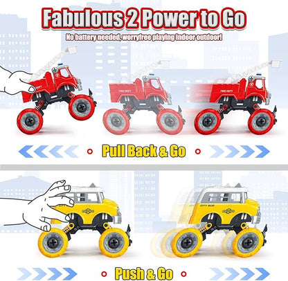 LUDILO Kids Boys Toys Age 4-6 5-7 6-8: 4 PCS DIY Assembly Building City Bus Ambulance Police Car Toy Fire Truck with Electric Drill, Stem Learning Toys Gifts for 3 4 5 6 7 8 Year Old Boys Girls Kids