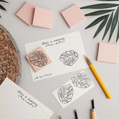 Frienda 12 Pcs 2" X 2" Rubber Carving Blocks Linoleum Blocks for Printmaking, Stamp Making, DIY Crafting, Scrapbook, Painting, Soft and Easy to Carve (Pink)