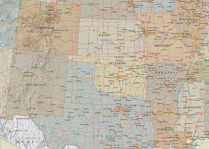 24x36 United States, USA Contemporary Premier Wall Map Poster (24x36 LAMINATED)