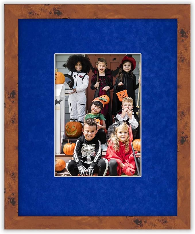 8x10 Mat Bevel Cut for 5x8 Photos - Acid Free Royal Blue Suede Precut Matboard - For Pictures, Photos, Framing - 4-ply Thickness