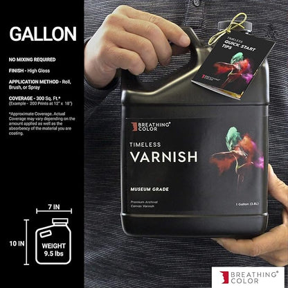 Breathing Color Timeless Archival Print Varnish - 1 Gallon Glossy Finish - Premium Quality Water-Based Canvas Coating with Fade Protection