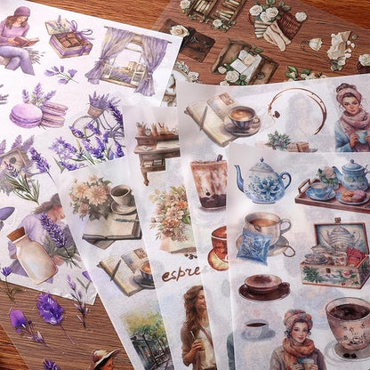 Scrapbook Reading Stickers 20 Sheets 240 Pre-Cut Washi Stickers for Journaling PET Transparent Book Sticker Decorative or DIY Paper Crafts, Arts and Crafting Projects