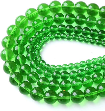 60pcs 6mm Smooth Green Crystal Glass Quartz Beads Round Loose Beads for Jewelry Making DIY Bracelet Necklace 15" Energy Healing Power Stone Beads (6mm, Green Crystal Glass)