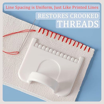 2 PCS Square 3mm Edge Lock Seam Guide, Mini Sewing Finger Ruler for Hand Sewing, DIY Sewing Kit Tool, Sewing Needle Gauge Measuring Guide, Square White