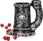 Mug Dice Tower - Dice Rolling Tower,(7PCS D20 Dice Set Included) for DND Gift and Dungeons and Dragon, Tabletop Games, Drink Holder, Tavern Style Board Game Roller (Black)