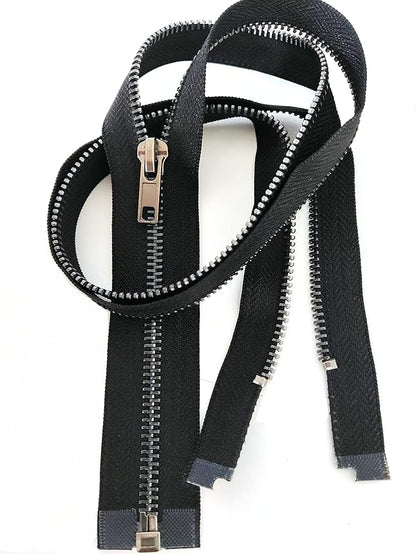Leekayer Zipper #5 24 Inch Separating Zipper Black Nickel Metal Zipper 60 cm Zipper for Sewing Bag Crafts Jacket Zipper Repair Coats Bulk 2pcs