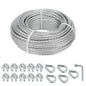 Galvanized Steel Wire Rope Cable, 3/16” Galvanized Steel Cable with Rope Clamp and Thimble, 7X7 Strand Core Aircraft Cable Used for Anchored Shed, Fencing, Sunshade, Clothesline (50ft)
