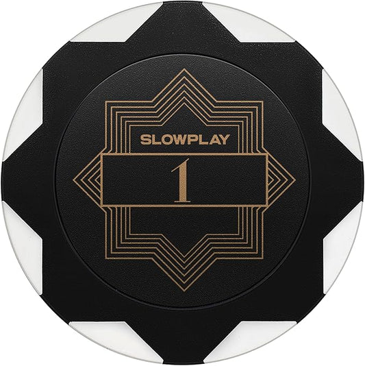 SLOWPLAY Nash Clay Poker Chips, 14 Grams Heavyweight Clay Composite, 40mm Large Chips in Bulk, Pack of 50 with Denomination of 1