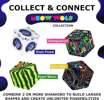 SHASHIBO Shape Shifting Box - Award-Winning Fidget Toy w/ 36 Rare Earth Magnets - Fidget Cube Transforms Into Over 70 Shapes, Sensory Toy Gift for Kids, Teens, and Adults (Glowquarium)