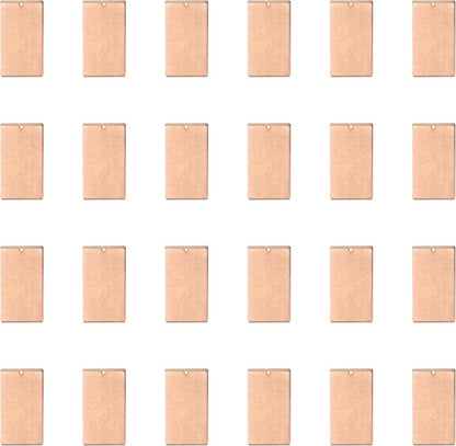 ImpressArt - Premium Metal Stamping Rectangle Blanks for Metal Stamping and Jewelry Making (24 Pack) (11/16" x 1 1/4" Rectangle w/Hole, Copper)