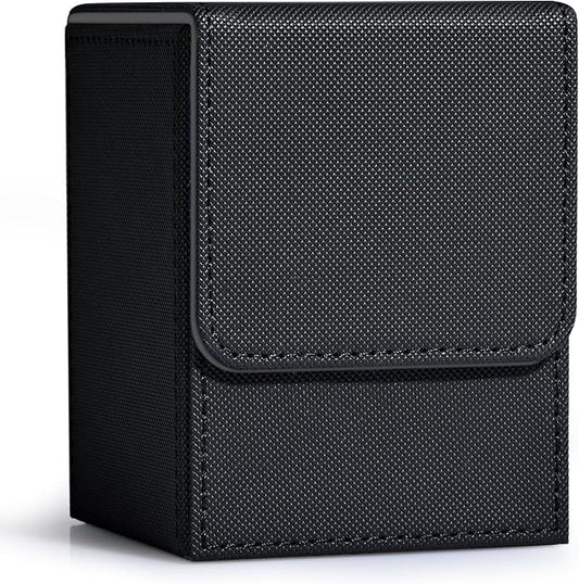 ZLCA Card Deck Box for Trading Cards, MTG YuGiOh Deck Case Holds 100+ Single Sleeved Cards, PU Leather Magnetic Card Storage Box Fits for TCG CCG Magic Game Cards (Black)