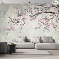 wall26 - Large Wall Mural - Watercolor Style Ink Painting Pink Cherry Blossom on Vintage Wall Background | Self-Adhesive Vinyl Wallpaper/Removable Modern Wall Decor - 100x144 inches