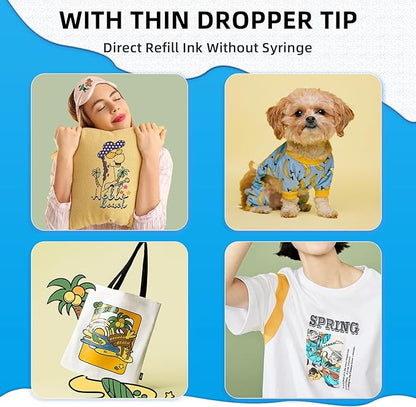 Upgraded Auto-Fill DTF Ink for ET-8550, ET-8500, 100mlx6 Heat Transfer Ink Conversion Kit, High Density Pigment Ink - Compatible with All DTF Films&Printers(Anti-UV, ICC-Free)