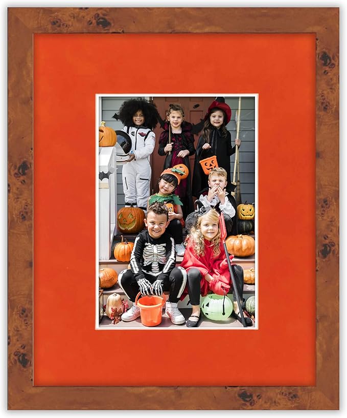 8x10 Mat Bevel Cut for 5.5x8.5 Photos - Acid Free Orange Suede Precut Matboard - For Pictures, Photos, Framing - 4-ply Thickness