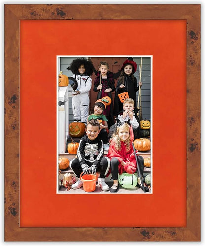 Pack of 25 Acid Free 8x10 Mats Bevel Cut for 5x8 Photos - Orange Suede Precut Matboards For Pictures, Photos, Framing - 4-ply Thickness