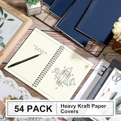 Yahenda 54 Pcs Spiral Notebook Bulk A5 Journal Lined 8.3'' x 5.5'' Writing Composition Paper Small Notepad Subject Notebook for Students Office Business Back to School Supplies (Deep Blue)