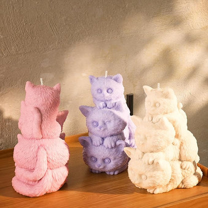 Cat Cylinder Mold Cat Candle - Resin Casting Silicone Molds for Home Decor & Candle Making Wave Spiral Mold