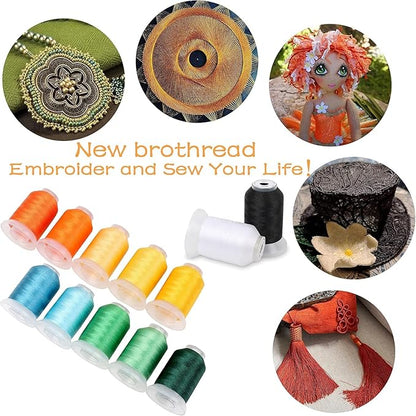 40 Spools Polyester Machine Embroidery Thread Kit 500M Colors Compatible with Brother Colors