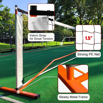Zdgao Pickleball Set with Net for Driveway, 22 FT Regulation Size Pickle Ball Net Set with Pickleballs, Court Markers and Carry Bag, Steady Metal Frame for Outdoor, Indoor Court