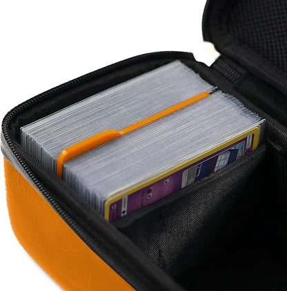 Quiver Time Orange Bolt Card Carrying Case fits Pokemon Cards and other TCG Games - Storage Bag for Playing/Trading Cards and Deck Box (Straps, Dividers & 100 Apollo Card Sleeves)