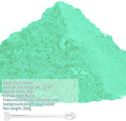 Mica Powder,200g/7.26oz Large Jar,Fruit Green Mica Powder Pigment for Epoxy Resin，Lip Gloss，Paint，Dye，Soap Making，Nail Polish,Candle Making,Bath Bombs
