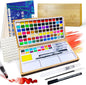 Watercolor Paint Set,100 Colors in Nature Bamboo Box,Portable Water Colors Kit with Papers and Brush Pens,Great for Kids Adults Beginners & Professionals（bamboo）