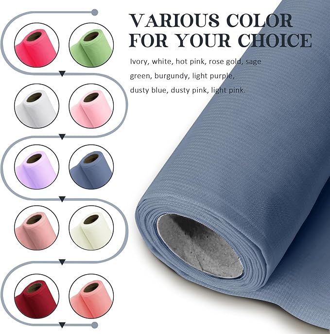 Horbaunal Dusty Blue Chiffon Fabric by The Yard, 1 Yard Continuous Sheer Fabric 59" Wide Soft Draping Fabric for Wedding Arch Draping Party Backdrop DIY Sewing