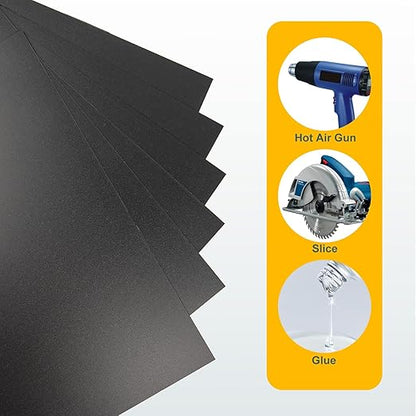6 Pack Black Plastic Sheet 8x12x0.04 in Flexible High Tensile Plastic Sheets Black Plastic Panel for DIY Materials Handicrafts Home Decoration