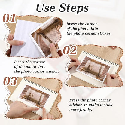 Mabor 2040Pcs Photo Corners for Scrapbooking, Self Adhesive Scrapbook Photo Corner Stickers, Clear Picture Mounting Corners Stickers for DIY Album Journal Memory Books