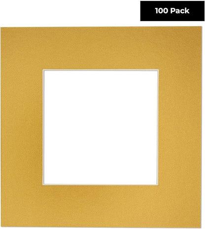 6x8 Mat for 8x10 Frame - Precut Mat Board Acid-Free Show Kit with Backing Board, and Clear Bags Metallic Gold 6x8 Photo Matte Made to Fit a 8x10 Picture Frame Matboard for Framing, Pack of 100 Mats