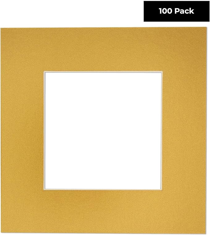 11x14 Mat for 8.5x11 Photo - Precut Metallic Gold Picture Matboard for Frames Measuring 11 x 14 Inches - Bevel Cut Matte to Display Art Measuring 8.5 x 11 Inches - Acid Free Pack of 100 MATS