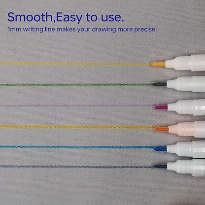 Dinggaogao 12 Pieces Water-Erasable Fabric Pen Set - 6 Colors for Sewing, Embroidery & DIY Tracing Tools