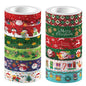 12 Pcs Christmas Washi Tape Merry Christmas Print Masking Tape Christmas Tree Snowman Santa Claus Pattern Decorative Paper Sticker for Christmas Party Holiday Scrapbook Handbook Sticker