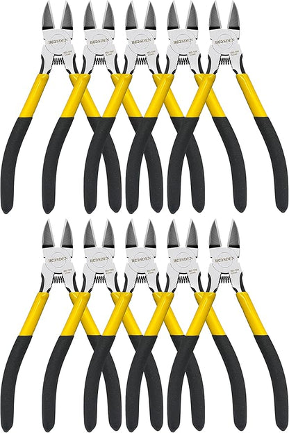 Wire Cutters 10 Pack, 6.5 inch, BOOSDEN Flush Cutters, Spring Loaded Cutting Pliers, Side Cutters, Dykes Cutter, Wire Clippers, Plastic Cutter, Wire Cutters for Jewelry, Floral, Electrical