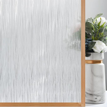 VELIMAX Frosted Window Privacy Film Non Adhesive Window Cling Removable Glass Covering Clear Water Opaque Window Film for Home Anti UV 35.4x157.4 inches