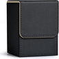 ZLCA Card Deck Box for Trading Cards, MTG YuGiOh Deck Case Holds 100+ Single Sleeved Cards, PU Leather Magnetic Card Storage Box Fits for TCG CCG Magic Game Cards (Black& Gold)