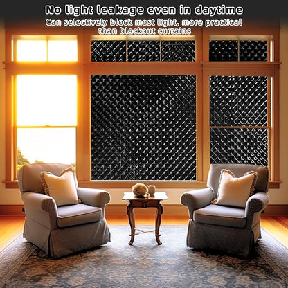 Qualsen Blackout Window Film, 𝟑𝐃𝐕𝐢𝐬𝐮𝐚𝐥𝐀𝐩𝐩𝐞𝐚𝐥 100% Light Sun Blocking Privacy Film for Glass Windows, Removable No Glue Black Out Window Tint for Home Day Sleep Garage 47.2×78.7inch