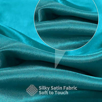 RUDONG M Teal Satin Fabric by The Yard, 5 Yard x 60 Inch Wide Silky Charmeuse Satin Fabric, Soft Satin Fabric for Wedding Decorations, Bridal Dress, Sewing, Accessories, DIY Crafts
