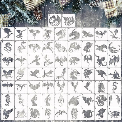 Small Stencils for Painting on Wood Reusable, 3 Inch Reusable Stencil for Craft Ornament Paint Template Stencils for Wall Card Rock Wood Signs Coasters Canvas Home Decor (Dragon)