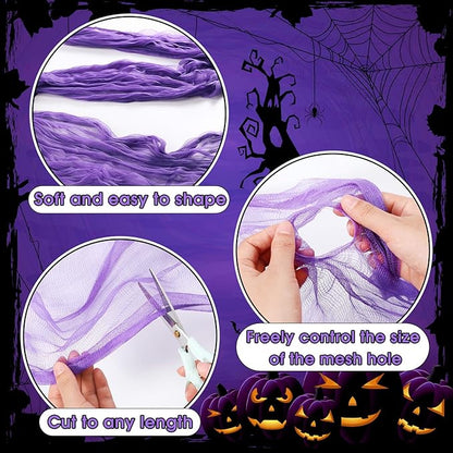 Boao Halloween Cheese cloth 85 x 197 Inch Purple Cheesecloth Roll for Crafts Large Cotton Muslin Gauze Fabric for Halloween Outdoor & Indoor Spooky Decoration