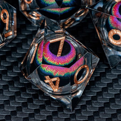 ARUOHHA DND Dragon Eye Dice Liquid Core Resin Sharp Edged Dice Set with Gift Box, RPG Role Playing Game Polyhedral Handmade D and D Dice D20 D12 D10 D8 D6 D4
