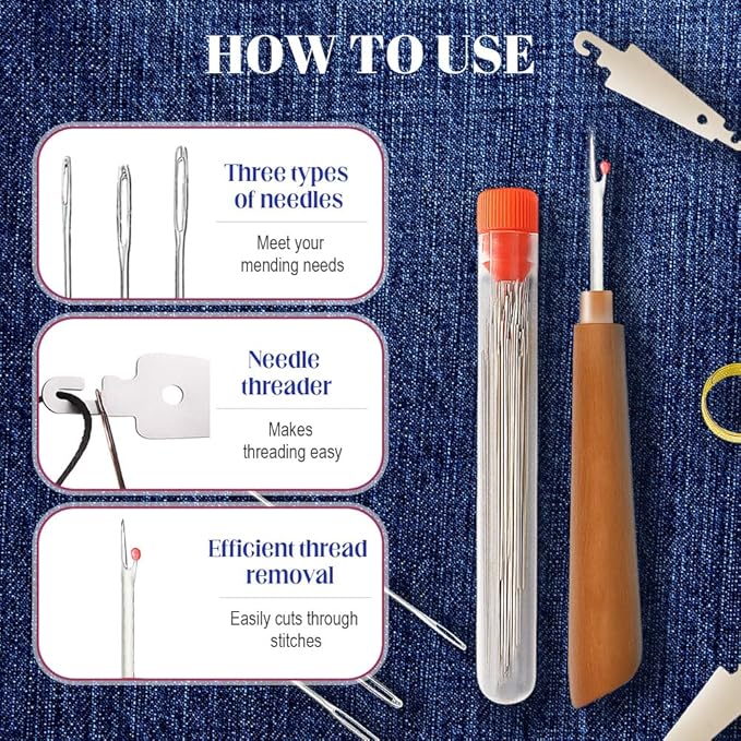 31PCS Sewing Tool Set, 2026 New Big Eye Steel Sewing Needles Kit, Stainless Steel Needles for Hand Sewing Kit, Portable DIY Hand Made Craft Set for Handcraft Lovers (31 Pcs)