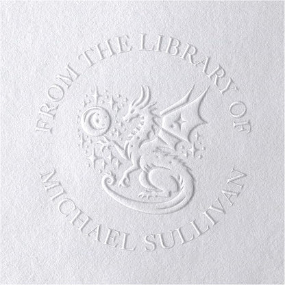 Dragon Book Embosser, Custom Round Library Book Embosser, Fantasty Fiction Dragon Ex Libris Embosser, Gift for Book Lover | Black or Pink Embosser (Dragon #4)